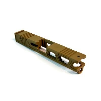 Gun Cuts Cyberpunk Slide for Glock 19 No Optic Cut Coyote Tan GC-G19-CYB-CTA-NO