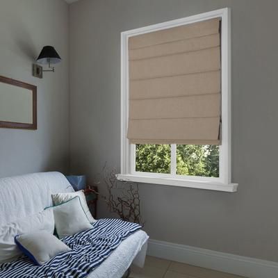 Wide Width Cordless Blackout Fabric Roman Shades by Whole Space Industries in Linen (Size 34" W 64" L)