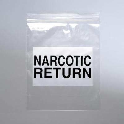 LK Packaging F206508NAR Resealable "Narcotic Return" Bag - 8"L x 6 1/2"W, 2 mil LDPE, Clear