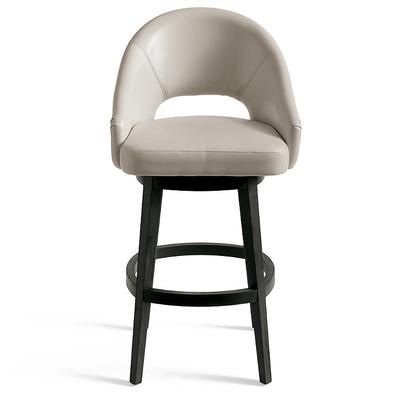 Lusso Swivel Bar & Counter Stool - Bar Height (29-3/4" Seat), Bonded Leather, Black Walnut/Marbled Dove Gray/Bar Height - Grandin Road