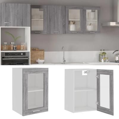 vidaXL Mobile Pensile Vetro Grigio Sonoma 40x31x60cm Legno Multistrato