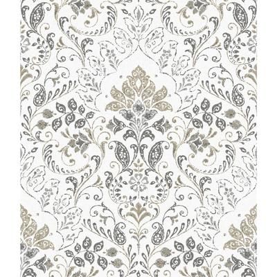 Peel And Stick Wallpaper by RoomMates in Persian Damask Gray