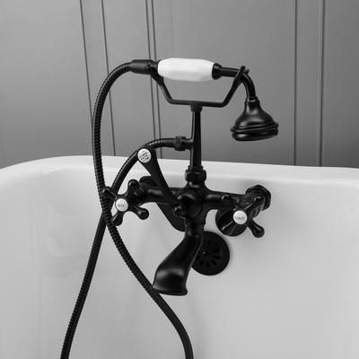 Randolph Morris Low Spout British Telephone Clawfoot Faucet with Handshower & Metal Cross Handles RM146MB
