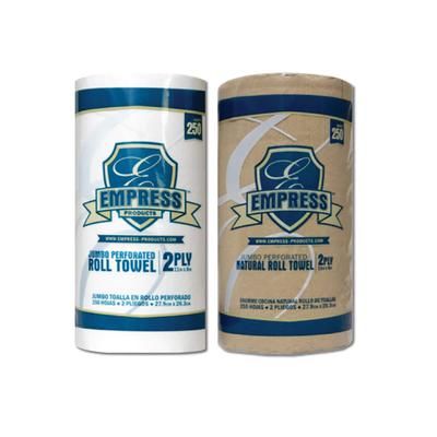 Empress E21251 250 Sheet Paper Towel Roll - 2 Ply, Natural, 2-Ply, 8" x 11" Sheets, Brown