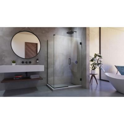 Dreamline DreamLine Unidoor Plus 45 inch W x 34 3/8 inch D x 72 inch H Frameless Hinged Shower Enclosure in Matte Black SHEN-24450340-09