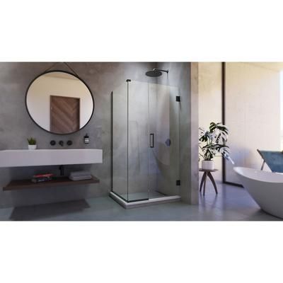 Dreamline DreamLine Unidoor Plus 43 inch W x 34 3/8 inch D x 72 inch H Frameless Hinged Shower Enclosure in Matte Black SHEN-24430340-09