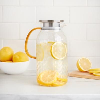 Garden Picnic Glass Pitcher by BrylaneHome in Clear