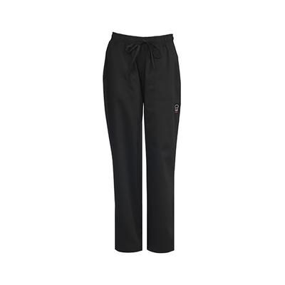 Winco UNF-8KM Briley Women's Chef Pants w/ Elastic Waist & Drawstring - Poly/Cotton, Black, Medium