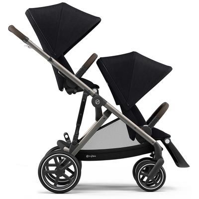 Cybex Gazelle S Double Stroller Bundle - Soho Grey / Moon Black (Taupe Frame)