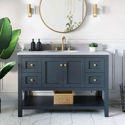 Randolph Morris Bristol 48 Inch Modern Console Vanity with Oval Undermount Sink - Navy RM12-488NB-RGQ