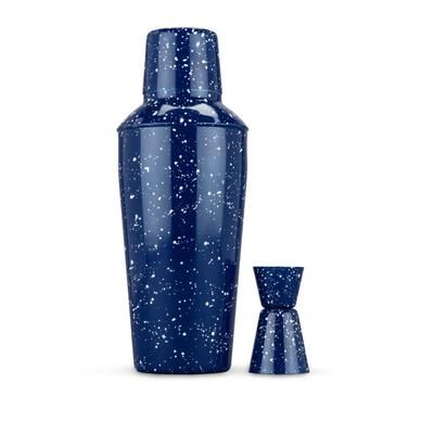 Enamel Cocktail Shaker And Jigger Set by Foster & Rye in Blue