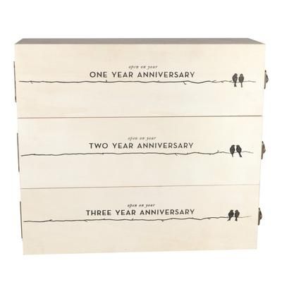 Newlywed'S Anniversary Wooden Wine Box by Twine in Wood