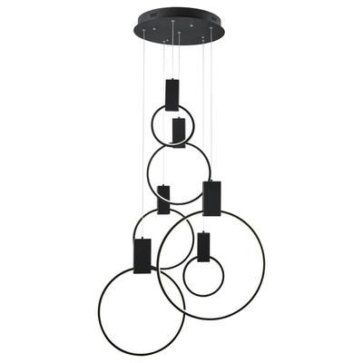 Hong Kong LED Circular Chandelier, Black - CH-1172-B