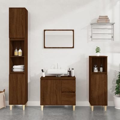 vidaXL Armadietto Bagno Rovere Marrone 30x30x190cm Legno Multistrato