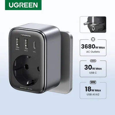 UGREEN 30W GaN PD chargeur avec prises ca chargeur de téléphone portable pour iPhone 17 16 Xiaomi USB mur multi-prise chargeur de multiprise