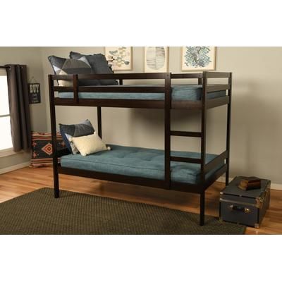 Sydney Twin/Twin Bunk Bed in Java with Linen Aqua Mattress - KFTTSYDJVLAQU4