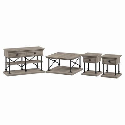Bush Furniture Coliseum Square Coffee Table, Console Table, and Two End Tables in Driftwood Gray - Bush Furniture CSM007DG