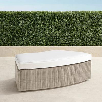 Pasadena II Curved Ottoman in Dove Wicker - Quick Dry, Sailcloth Seagull - Frontgate