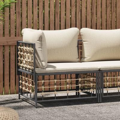 vidaXL Divano Angolare da Giardino con Cuscini in Polyrattan Beige