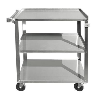 Update BC-2415SS 27"L Metal Bus Cart w/ 3 Levels, Shelves, Stainless, Silver