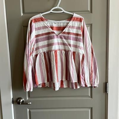 American Eagle Outfitters Tops | American Eagle Striped Baby Doll Top | Color: Orange/Pink | Size: L