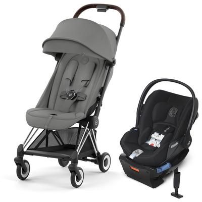 Cybex COYA Compact Stroller + Cloud Q SensorSafe Travel System Bundle - Chrome / Mirage Grey / Stard
