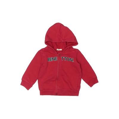 Benetton Baby Zip Up Hoodie: Red Tops - Kids Boy's Size 70