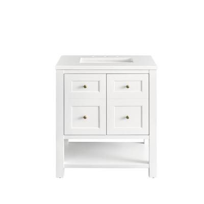 "Breckenridge 30" Single Vanity, Bright White with 3CM White Zeus Top James Martin 330-V30-BW-3WZ"