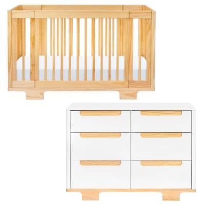 Babyletto Yuzu 8-in-1 Convertible Crib + 6-Drawer Dresser Bundle - Natural / White / Natural