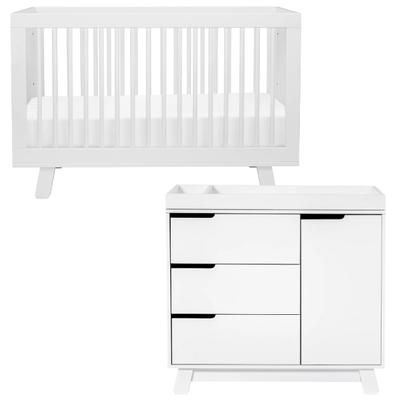 Babyletto Hudson 3-in-1 Convertible Crib + 3-Drawer Changer Dresser Bundle - White