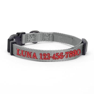 Personalized Solid Dog Collar, Grey, X-Small, Gray