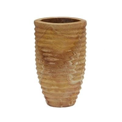 Saava Ribbed Stone Vase in Sandstone - TOV-C18521