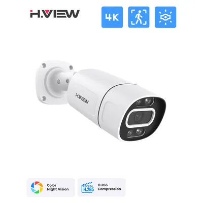 H.View 5Mp 8Mp 4K Ip Camera Poe Ai Face Detection Cctv Security Cameras H.265 Outdoor Audio Video Surveillance onvif xmeye