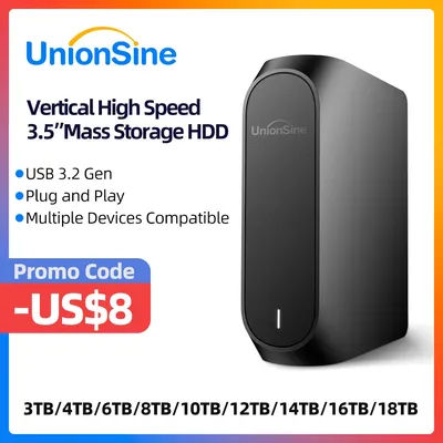UnionSine 4TB 8TB 10TB 12TB 16TB 18TB 3.5"USB 3.2Gen External Hard Disk HDD Compatible Desktop/Laptop/Mac/Xbox/Xbox One/PS4/TV