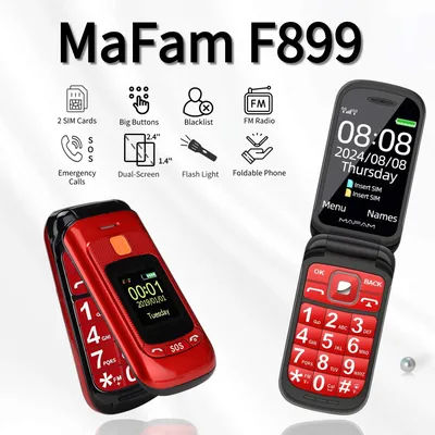 Senior Flip Dual Display Mobile Phone For Elderly Two SIM Card Large Button Speed Dial Flashlight FM Radio Push Button SOS Call