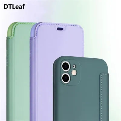 Luxury Original Liquid Silicone Flip Case For iPhone 15 14 13 12 11 Pro Max XS XR 8 7Plus 12 Mini