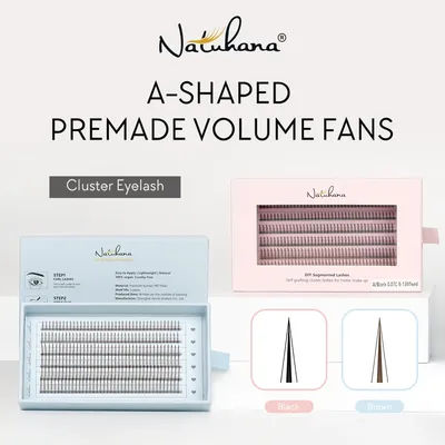 NATUHANA A/M Shape Premade Eyelashes Makeup Individual Lashes Cluster Spikes Lash Wispy Premade Fluffy False Eyelashes Makeup