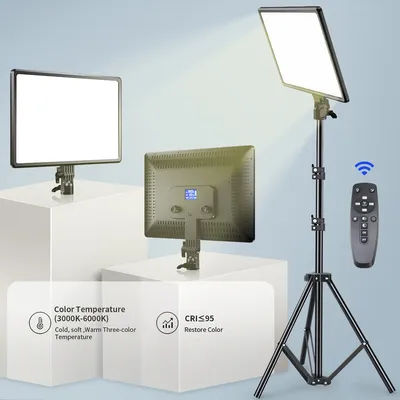 10/14inch LED Video Light Panel Bi-Color 3000K-6000K Photography Lighting for Live Streaming Photo