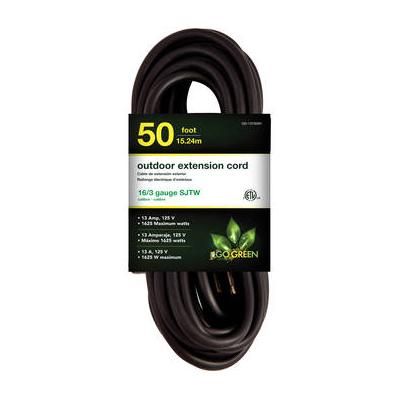 GoGreen Power 13A 125V Outdoor Extension Cord (50', Black) GG-13750BK