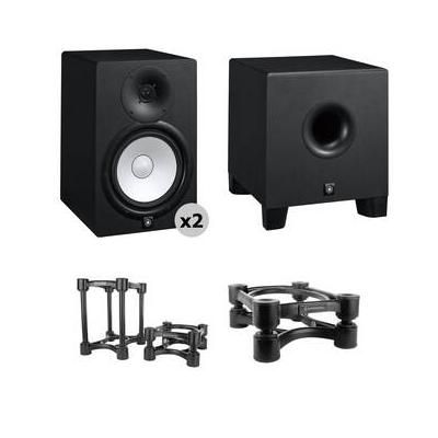 Yamaha HS8 Powered Studio Monitors and HS8S Subwoofer with Isolation Stands Kit HS8