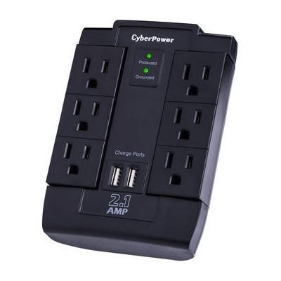 CyberPower P600WSURC1 6-Outlet Home Office Surge Protector (Black, Wall Tap) P600WSURC1