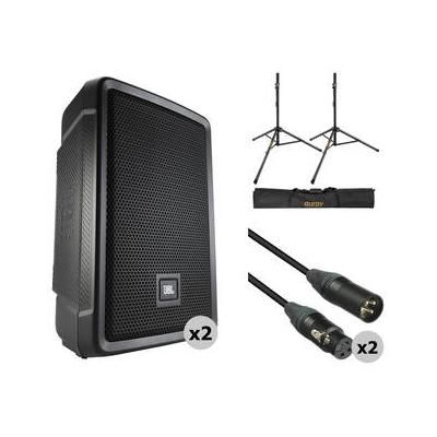 JBL IRX108BT Compact Powered 8" Portable Speaker Pair Kit with Stands, Stand Ba IRX108BT