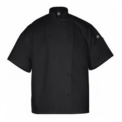 Chef Revival J005BK-3X Poly Cotton Blend Chef Jacket, Short Sleeve, 3X, Black
