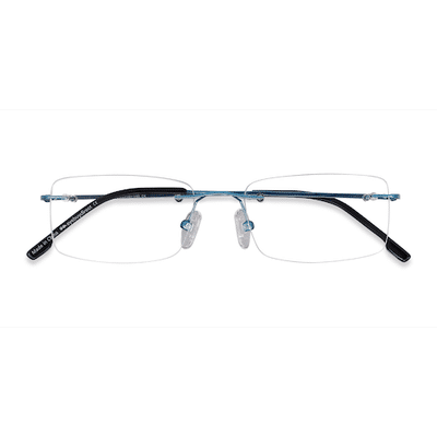 Unisex s rectangle Blue Metal Prescription eyeglasses - Eyebuydirect s Woodrow