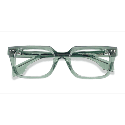 Male s rectangle Clear Green Acetate Prescription eyeglasses - Eyebuydirect s Kit
