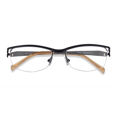 Unisex s rectangle Black Yellow Metal Prescription eyeglasses - Eyebuydirect s Tech