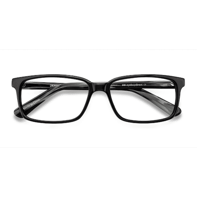 Unisex s rectangle Black/Gray Acetate Prescription eyeglasses - Eyebuydirect s Denny