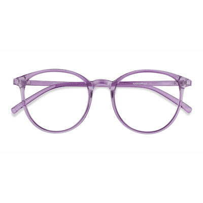Female s round Clear Purple Plastic Prescription eyeglasses - Eyebuydirect s Macaron