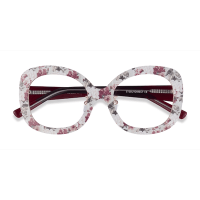 Female s horn Red Floral Acetate,Metal Prescription eyeglasses - Eyebuydirect s Paeonia