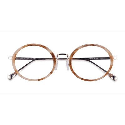 Female s oval Brown Floral Gold Acetate,Metal Prescription eyeglasses - Eyebuydirect s Cybele